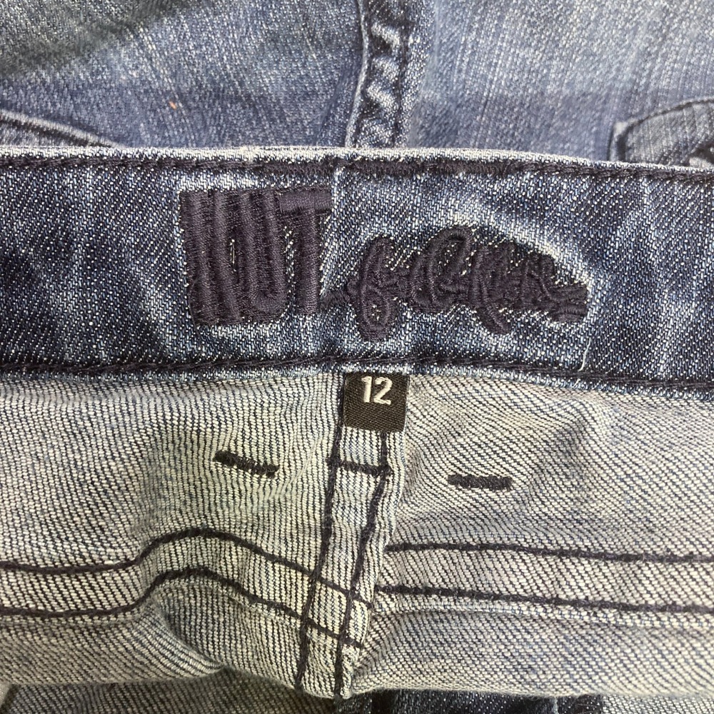 Kut from the Kloth Womens Size 12 Dark Wash Distressed Straight Leg Jeans Blue - Picture 2 of 16